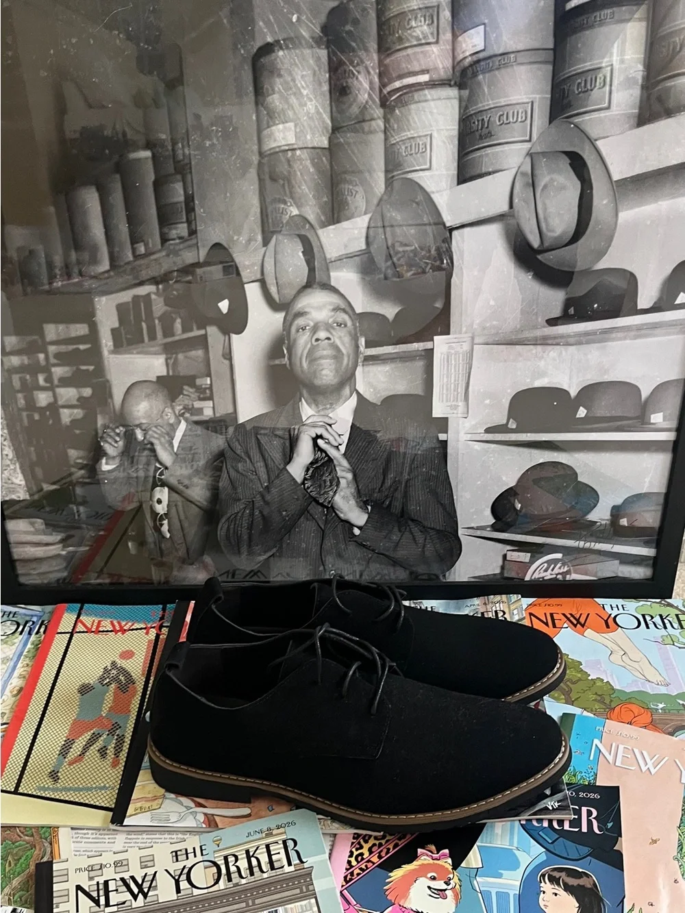 NWOT Men's Black Suede Dress Oxfords. Never Worn.